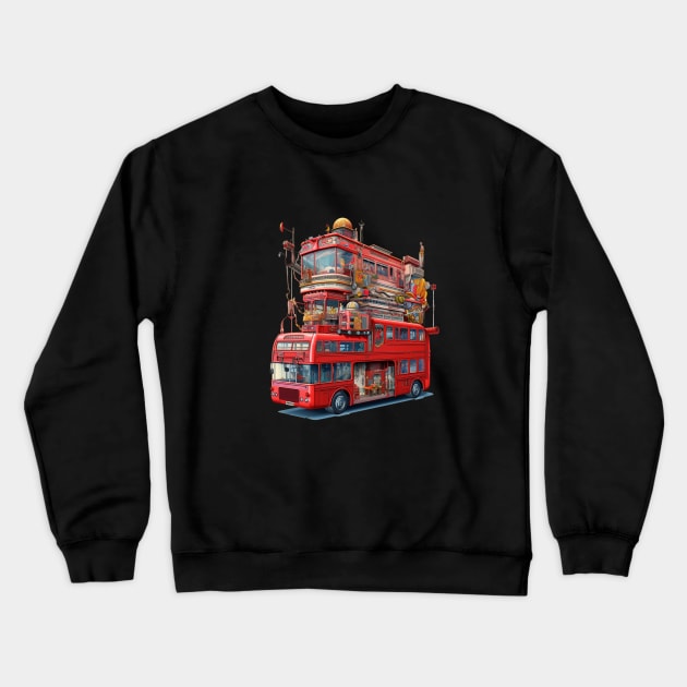 Psychedelic London Bus Crewneck Sweatshirt by DavidLoblaw